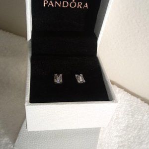 Pandora Baguette Silver  Earrings